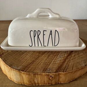 Rae Dunn White Ceramic Butter Dish Lid with Black Logo